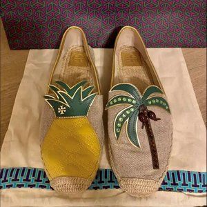 Tory Burch Palm/Pineapple Espadrilles Size 8.5